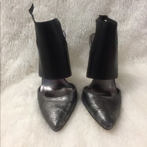BCBG black and silver high heels size 7